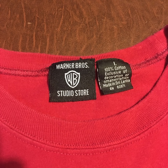 Vtg 90s Warner Bros Looney Tunes Pocket Tee Taz Bugs Red L - Picture 6 of 9